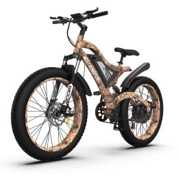 Aostirmotor 1500W Electric Bike 26*4" Fat Tire 48V/15Ah Li-Battery E-Mountain Bicycle Camouflage - Default