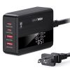 65W Fast Wall Charger 4 Port USB Charging Station PD3.0 QC3.0 Adapter Fit for iPhone 14 13 12 11 Samsung S22 S21 Switch MacBook iPad - Black