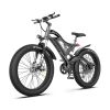 Aostirmotor 750W Electric Bike Bicycle 26*4" Fat Tire 48V/15Ah Li-Battery E-Mountain Bike Black - Default
