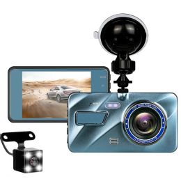 720P Dual Dash Cam Car Camera Recorder Looping Recording Car DVR Driving Vehicle Recorder with Motion Detection Light - Blue