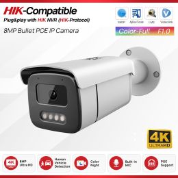 Hikvision Compatible 5/8MP Colorvu IP Camera Built-in Mic Human Vehicle Detection Surveillance Camera Hikvision Protocol - 8MP Full Color - 3.6mm