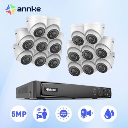 ANNKE 5MP POE Video Surveillance System 16CH H.265+ NVR 5MP Security Cameras CCTV Kit Audio Recording outdoor camera set kit - None