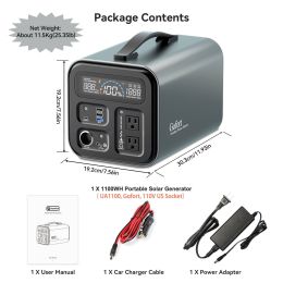 FF Flashfish 230V Portable Power Station 1100Wh Solar Generator 1200W AC Outlets Backup Battery Pack Camping CPAP Outdoor RV SOS - 110V US (Gofort)