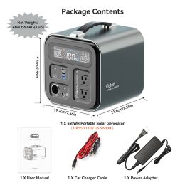 FF Flashfish 230V Portable Power Station 550Wh Solar Generator 600W(Peak 1000W) AC Outdoor Socket RV Van Camping Fishing Home - 110V US (Gofort)