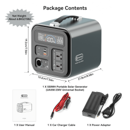 FF Flashfish 230V Portable Power Station 550Wh Solar Generator 600W(Peak 1000W) AC Outdoor Socket RV Van Camping Fishing Home - 230V Universal