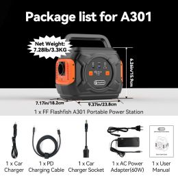 FF Flashfish A301 230V 320W Portable Power Station 292Wh Solar Generator 100W PD Battery AC Electric Power Bank for Outdoor Home - 230V EU