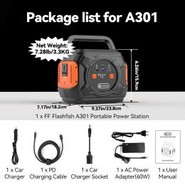 FF Flashfish A301 230V 320W Portable Power Station 292Wh Solar Generator 100W PD Battery AC Electric Power Bank for Outdoor Home - 230V Universal