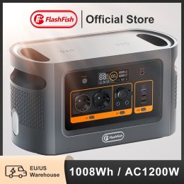 FF Flashfish QE02D Rechargeable Portable Power Station 1008Wh 1200W 315000mAh/3.2V Solar Generator Outdoor Pure Sine Wave UPS - US 110V