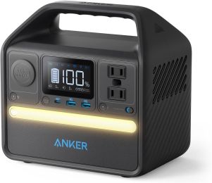 Anker 521 Portable Power Station Upgraded with LiFePO4 Battery, 256Wh 6-Port PowerHouse, 300W (Peak 600W) Solar Generator (Solar - Default