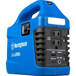 194Wh 300 Peak Watt Portable Power Station and Solar Generator, Pure Sine Wave AC Outlet, Backup Lithium Battery - Default
