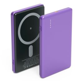 2 In 1 5000mAh MagSafe Wireless Power Bank PD20W Magnetic Fast Charger Portable Phone Charger Fit for IOS Phone 15 14 13 12 Series And More - Purple