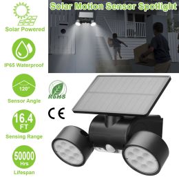 Solar Wall Light Outdoor PIR Motion Sensor Dusk To Dawn Solar Lamps - Black