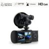 R300 1080P HD Car DVR Camera Dual Lens GPS Camera Dash Cam Rear View Video Recorder DashCam Car DVRs built in 32GB - black