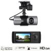R300 1080P HD Car DVR Camera Dual Lens GPS Camera Dash Cam Rear View Video Recorder DashCam Car DVRs built in 32GB - grey