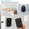 Smart Wireless WiFi Doorbell Security 2 Way Intercom Visual Bell Chime Night Vision Camera Door Bell - Black