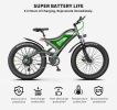 Aostirmotor 750W Electric Bike Bicycle 26*4" Fat Tire 48V/15Ah Li-Battery E-Mountain Bike Black - Default