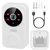 WiFi Security Doorbell Camera with Volume Adjustable Wireless Chime 1080P Camera Night Vision 2-Way Audio Free Cloud Storage - White