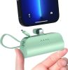 5000mAh Portable Phone Charger Built-in Type-C IOS Cable Dual Output Power Bank Compact Size Compatible with IOS Phone Samsung - Green