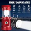 Solar LED Camping Light Portable Camping Lamp USB Rechargeable Flashlight Emergency Tent Lamp Torch Waterproof Lighting Outdoor - CN - Only battery