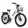 Electric Bike 750W 48V14AH 150KG 90KM Shimano 7S shift 26 inch genuine new fat tire +LCD meter +USB charging port +basket E Bike - White