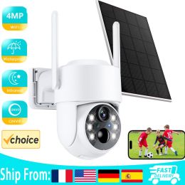 BESDER WiFi PTZ Camera Outdoor Wireless Solar IPCamera 4MP HD Built-in Battery Video Surveillance Camera Long Time Standby iCsee - 4MP NO SD Card