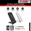 5 Core Wireless Charger 10W Max Fast Wireless Charging Pad Glass Top Pair Boostcharge Slim USB-C - 2 Docks( Black & White)