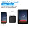 10000mAh Portable Power Bank Mini External Battery Pack Charger w/ Dual USB Ports - Black
