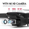 E88 Drone 1080P HD Camera WiFi Collapsible RC Quadcopter Helicopter Toy-Black-1 Battery - 4K - Black/3 Batteries