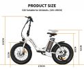 Aostirmotor Ebike 20" 500W 36V/13Ah Electric Bike Bicycle Fat Tire City Mini E-bike White - Default