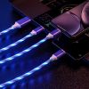1.2m/3.9ft 3In1 LED Flowing Light Charging USB Cable For IPhone Android Type-C - White - 1.2m (3.94ft)