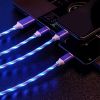 1.2m/3.9ft 3In1 LED Flowing Light Charging USB Cable For IPhone Android Type-C - White - 1.2m (3.94ft)