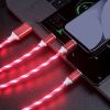 1.2m/3.9ft 3In1 LED Flowing Light Charging USB Cable For IPhone Android Type-C - White - 1.2m (3.94ft)