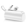 5000mAh Portable Phone Charger Built-in Type-C IOS Cable Dual Output Power Bank Compact Size Compatible with IOS Phone Samsung - White