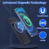 10000mAh 22.5W Magnetic Wireless Power Bank PD Fast Charging Portable Charger with Built-in Type-C Cables 15W Wireless Charging - Black
