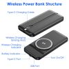 10000mAh 22.5W Magnetic Wireless Power Bank PD Fast Charging Portable Charger with Built-in Type-C Cables 15W Wireless Charging - Black
