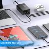 65W Fast Wall Charger 4 Port USB Charging Station PD3.0 QC3.0 Adapter Fit for iPhone 14 13 12 11 Samsung S22 S21 Switch MacBook iPad - Black