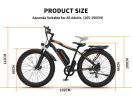 Aostirmotor 750W Electric Bike 26*4in Fat Tire 48V/13Ah Li-Battery E-Mountain Bike Black - Default