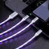 1.2m/3.9ft 3In1 LED Flowing Light Charging USB Cable For IPhone Android Type-C - White - 1.2m (3.94ft)