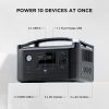 RIVER 288Wh Portable Power Station,3 x 600W(Peak 1200W) AC Outlets & LED Flashlight, Fast Charging Silent Solar Generator - Default