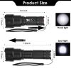 LED Rechargeable Flashlight Zoomable Aluminum Alloy Flashlight Torch - Black