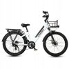 Electric Bike 750W 48V14AH 150KG 90KM Shimano 7S shift 26 inch genuine new fat tire +LCD meter +USB charging port +basket E Bike - White