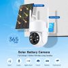 BESDER WiFi PTZ Camera Outdoor Wireless Solar IPCamera 4MP HD Built-in Battery Video Surveillance Camera Long Time Standby iCsee - 4MP NO SD Card