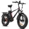 Electric Bicycle 750W 48V 13AH 150KG 90KM disc brake 20 inch fat tire electric mountain snow bike + saddle + fender E Bike - Black Red
