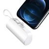 5000mAh Portable Phone Charger Built-in Type-C IOS Cable Dual Output Power Bank Compact Size Compatible with IOS Phone Samsung - White