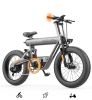 Road E-Bike 20'x4.0'  Fat Tire 500W with 48V20AH Li-ion Battery, Shimano 7 Speed E-Bike Suitable for city beach snow off-road - black