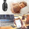 E27 WiFi Bulb Camera 1080P FHD WiFi IP Pan Tilt Security Surveillance Camera - Black