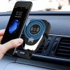 10W Qi Wireless Fast Charger Car Mount Air Vent Mobile Phone Holder Charging Stand Fit For IPhone 12 11 Pro Max Xiaomi Samsung - Black